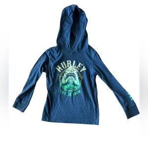 Hurley Boys Blue Shark Graphic Hoodie Tshirt | Size 5